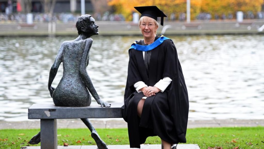 Former Fianna Fáil minister Mary Hanafin called on Government to re-instate post-graduate students’ maintenance grants as she was conferred with an MA in American Studies from UCD’s Clinton Institute this afternoon. . Photograph: Eric Luke / The Irish Times