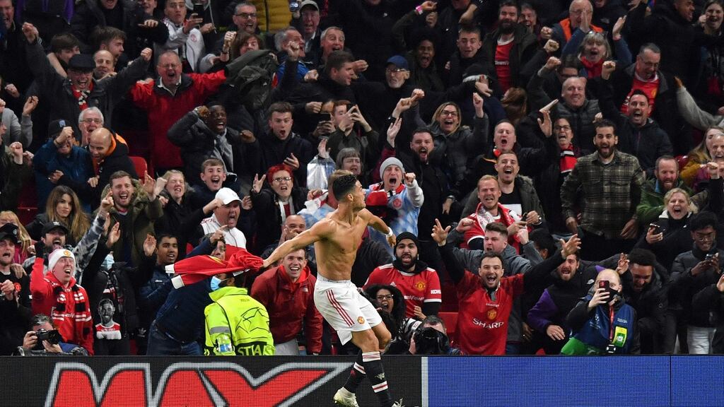Cristiano Ronaldo’s last-minute winner gave Manchester United a 2-1 win over Villarreal. Photograph: Anthony Devlin/Getty/AFP