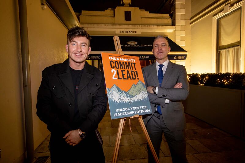Enda McNulty with Bafta Best Supporting Actor award winner Barry Keoghan at the launch of McNulty's book Commit 2 Lead! Photograph: Billy Stickland/Inpho