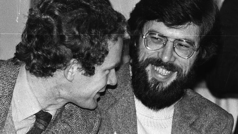 Martin McGuinness and Gerry Adams at the 1982 Sinn Féin ardfheis in the Mansion House, Dublin. Photograph: Paddy Whelan/The Irish Times