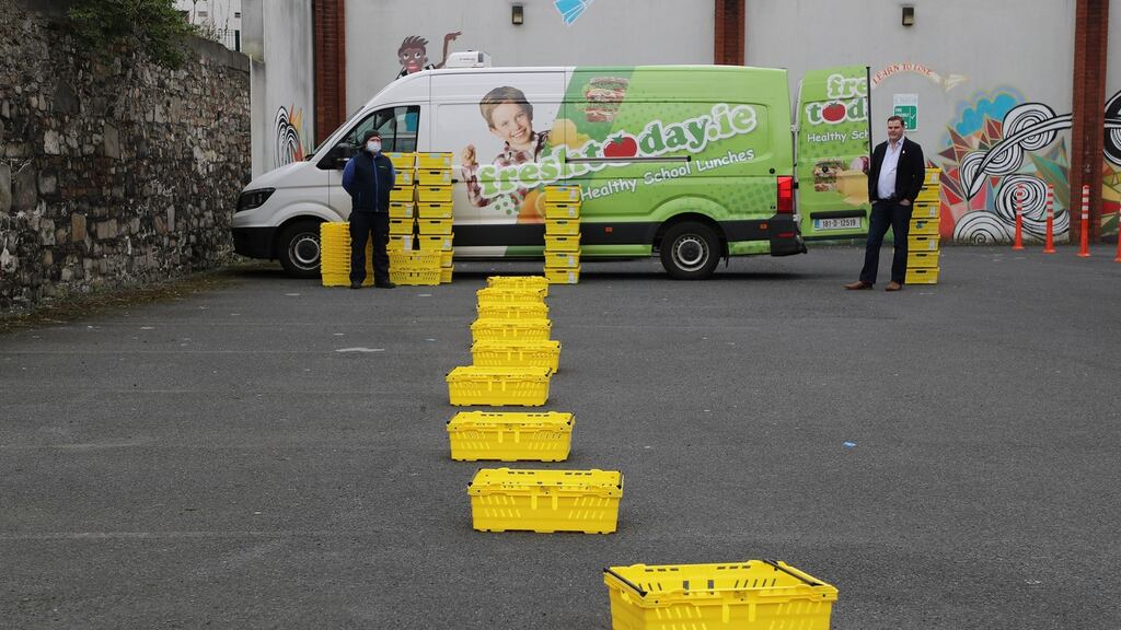St Paul’s CBS on Brunswick Street – also known as The Brunner, where members of the Freshtoday.ie food distribution group have set up in the carpark on Brunswick Street to deliver food. Photograph: Nick Bradshaw