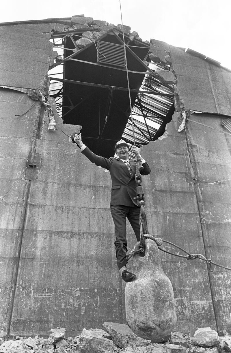 Former minister for the environment Pádraig Flynn at a ceremony to mark the beginning of a site clearance at Custom House Docks in Dublin in 1987. Photograph: Jack McManus/The Irish Times