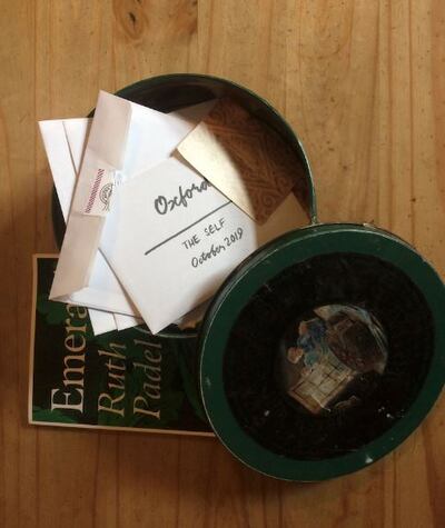 Mary Midgley’s biscuit tin – being used by the In Parenthesis research team to promote a particular way of doing philosohy