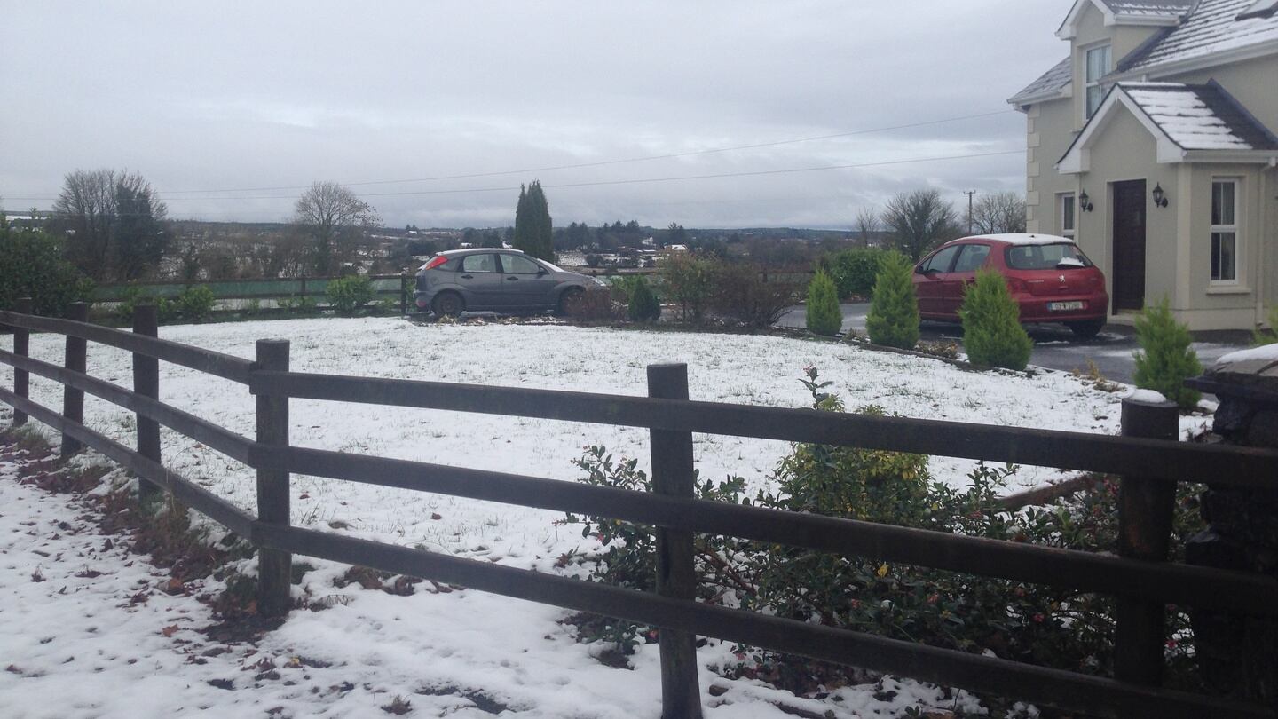 Snowfall covers Ballaghaderreen, Co Roscommon on Saturday morning. Photograph: Niamh Towey/The Irish Times