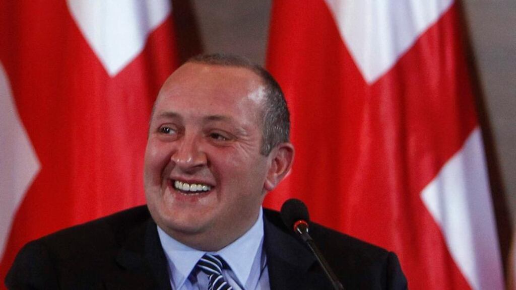 Georgia’s president-elect Georgy Margvelashvili following his landslide victory in Georgia’s presidential election on Sunday. Photograph David Mdzinarishvili/Reuters