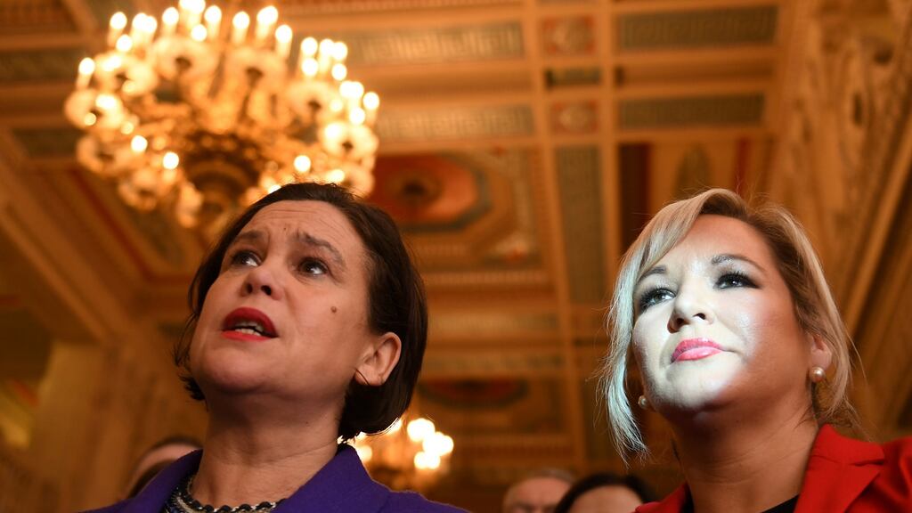 Jim Allister said that, when asked a question in Irish, Mary Lou McDonald and Michelle O’Neill “looked like rabbits in the headlights”. Photograph: Clodagh Kilcoyne/Reuters