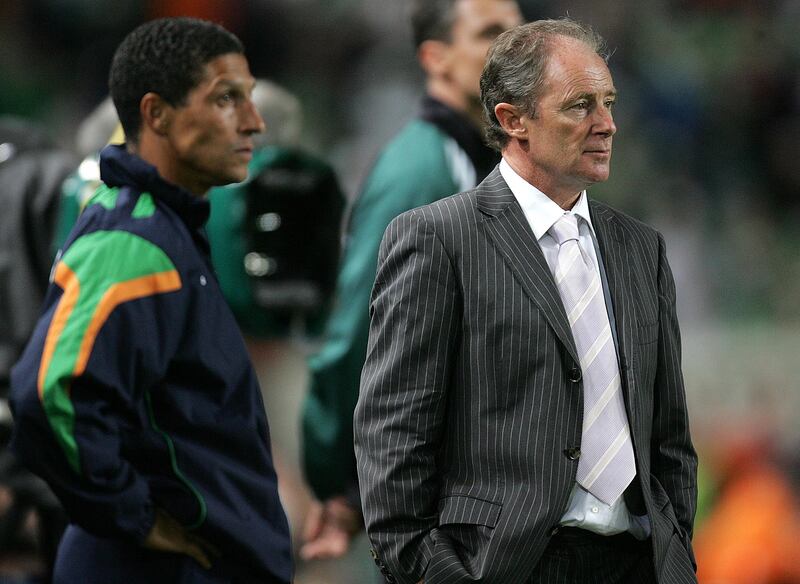 Brian Kerr (right) with assistant manager Chris Hughton in 2005. 'I knew I wasn’t going to get the Brazil or Spain jobs,' said Kerr. 'I went to India. They were keen but I wasn’t after being there for a week.' Photograph: Lorraine O'Sullivan/Inpho