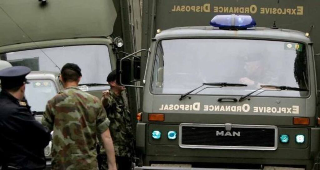 The army bomb disposal team made safe an explosive device discovered near a a private vehicle in a south Dublin suburb this afternoon.