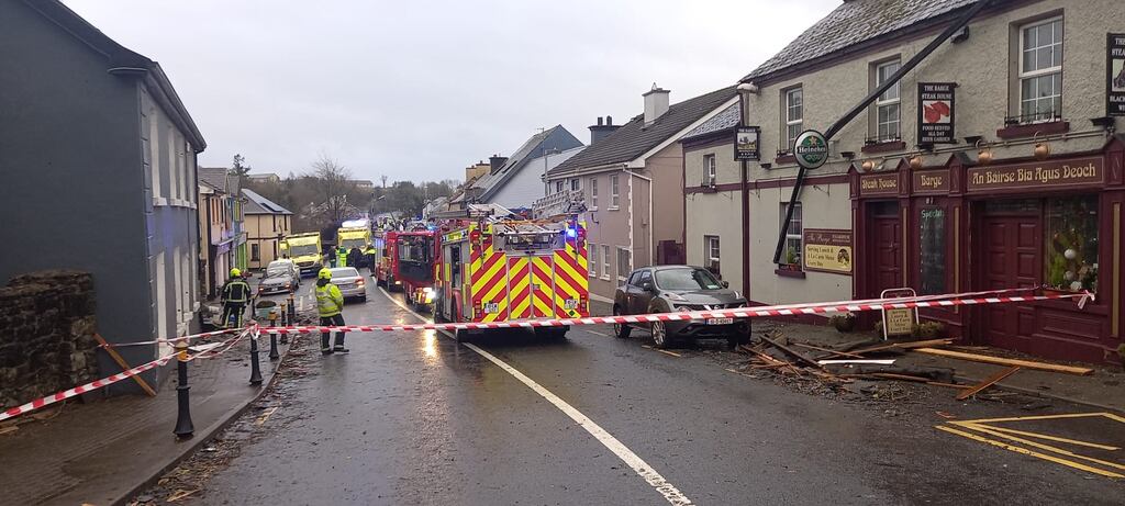 The aftermath of a tornado-style weather event that hit Leitrim village. Photograph: Willie Donnellan