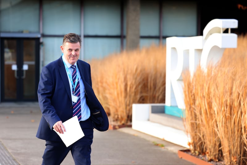 RTÉ director general Kevin Bakhurst on his way to meeting with staff in Donnybrook in November.
Photograph: Dara Mac Dónaill / The Irish Times