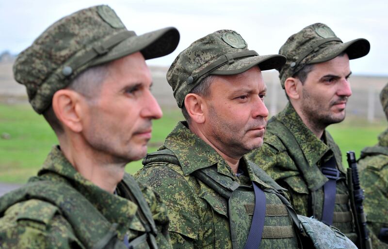 Russian conscript soldiers attend military training in the Rostov-on-Don region of southern Russia on Tuesday. Photograph: Arkady Budnitsky/EPA-EFE