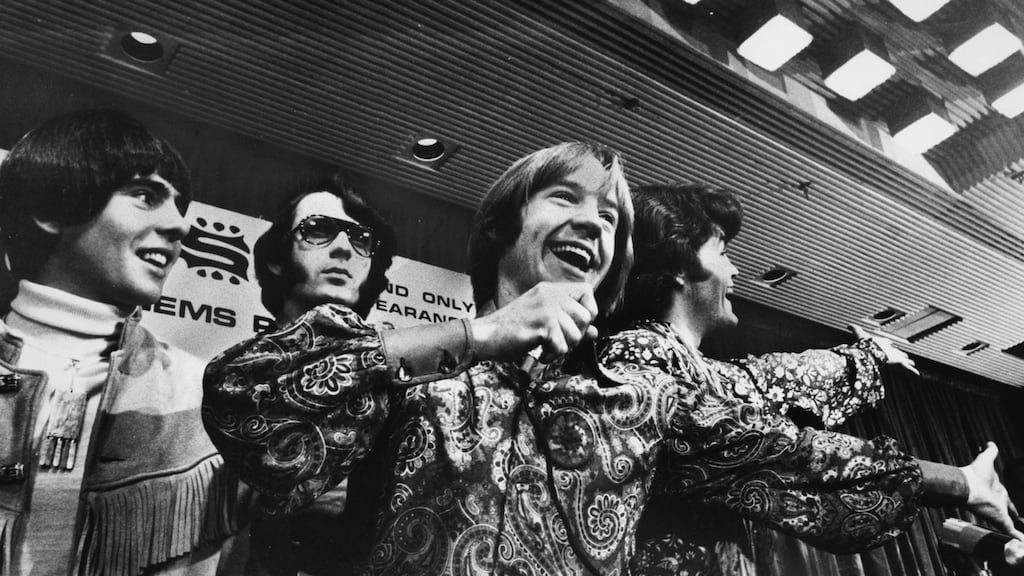 Peter Tork with The Monkees, Davy Jones, Mike Nesmith and Micky Dolenz, at a press conference in London in 1967. Photograph: Mike McLaren/Central Press/Getty Images