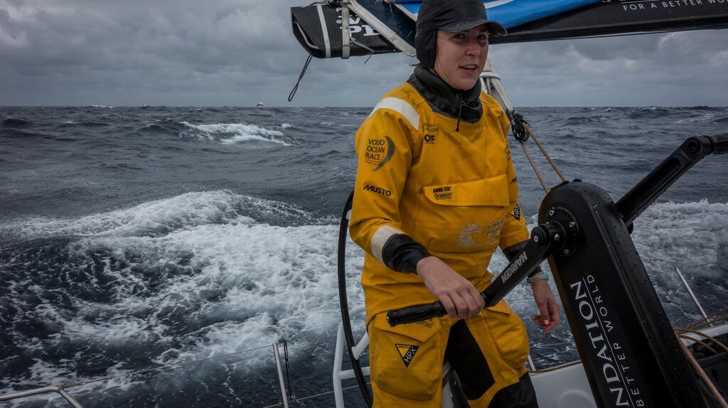 Annalise Murphy on board Turn the Tide on Plastic during Leg 6 to Auckland