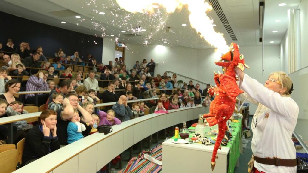 There are lots of free events such as Science Week, above, or coding clubs such as Coder Dojo, where students can try things out for themselves. Photograph: James Connolly