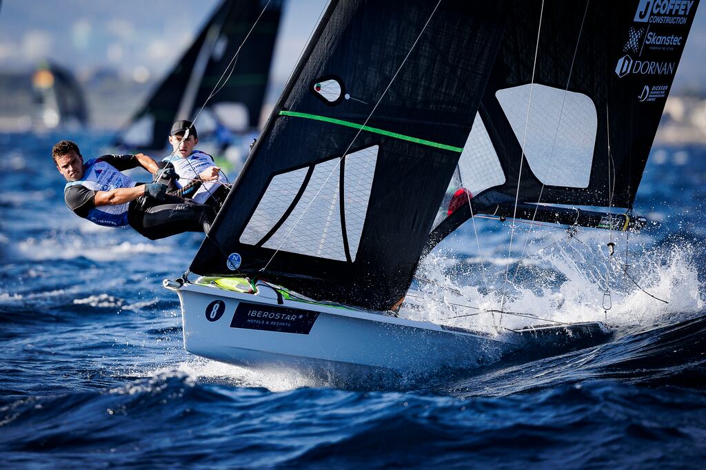 Robert Dickson and Sean Waddilove in action at the Princess Sofia Regatta in Mallorca, Spain. Photograph: David Branigan/Inpho/Oceansport