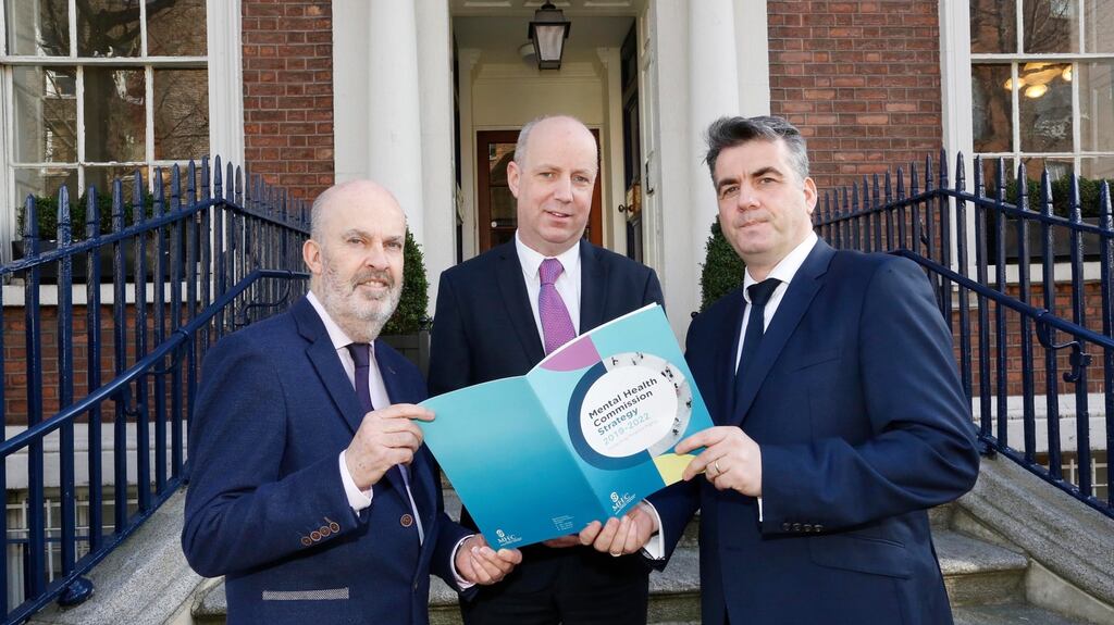 At the launch of the Mental Health Commission’s Strategic Plan were, from left, John Saunders, chairman of the Mental Health Commission, Minister of State for Mental Health Jim Daly and John Farrelly, chief executive of the Mental Health Commission. Photograph: Sasko Lazarov/Photocall Ireland