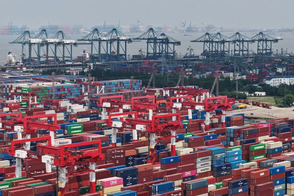 Shanghai port, China. The Chinese economy expanded 5.2 per cent year on year in the second quarter as the world’s biggest exporter shrugged off the impact of Donald Trump’s trade war. Photograph: AFP