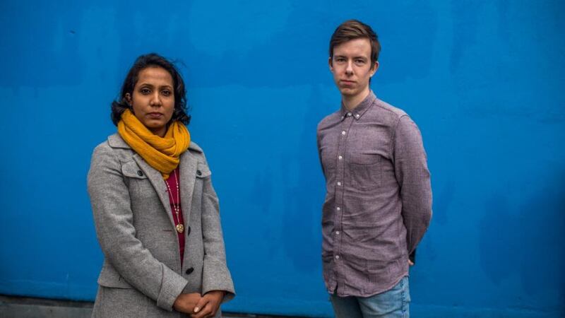 ARTS: Sculptor Anishta Chooramun and artist Stephen Doyle. Photograph: Aidan Crawley