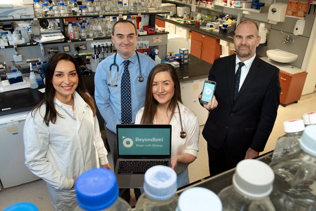 Beyondbmi's senior team Dr Werd Al-Najim, Prof Carel Le Roux, chief executive Dr Harriet Treacy and Prof Alex Miras. Photograph: Maura Hickey