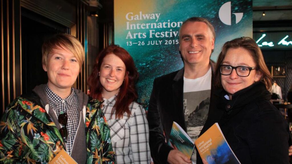 At the launch of the Galway Arts Festival festival programme are (from left): Amy Conroy, Caoimhe Regan, artistic director Paul Fahy and Sonya Kelly. Photograph: Nick Bradshaw