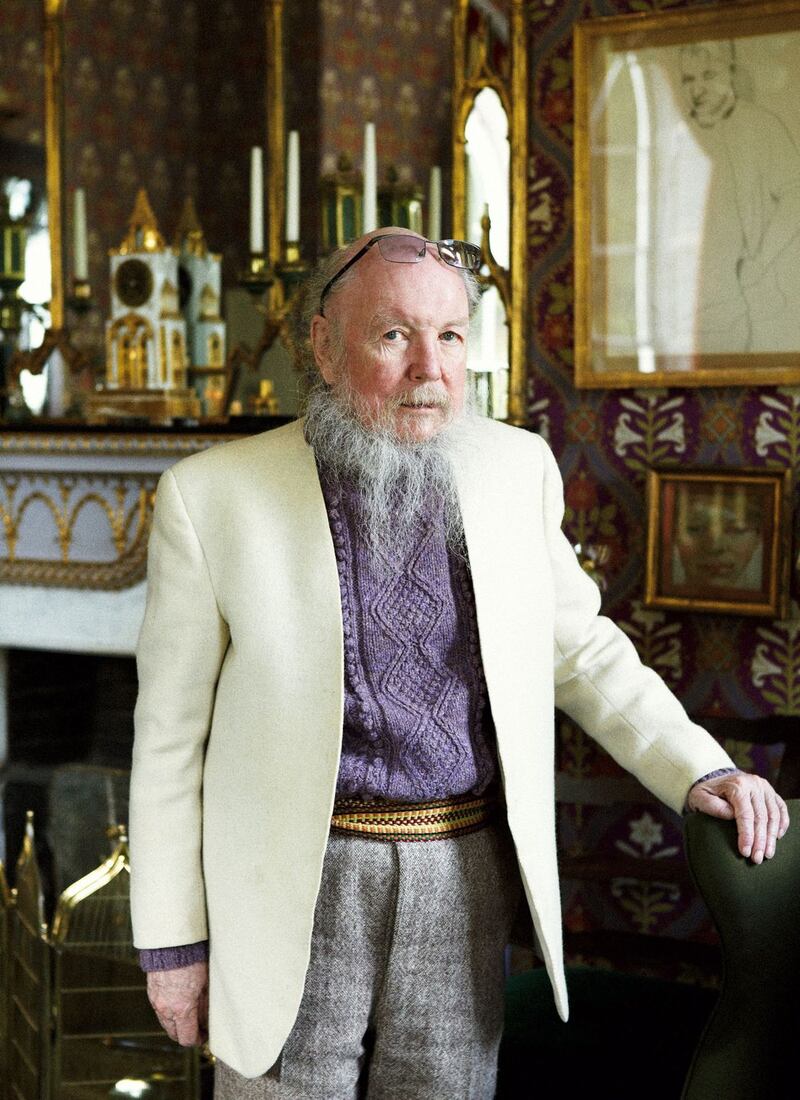 Garech Browne in the sittingroom at Luggala with the Lucian Freud portait in the background. Photograph: Neil Gavin