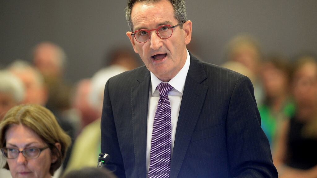 Francis Sullivan, chief executive of the Truth, Justice and Healing Council speaking at the Royal Commission into Institutional Responses to Child Sexual Abuse into the Catholic Church authorities in Sydney. Photograph: AFP
