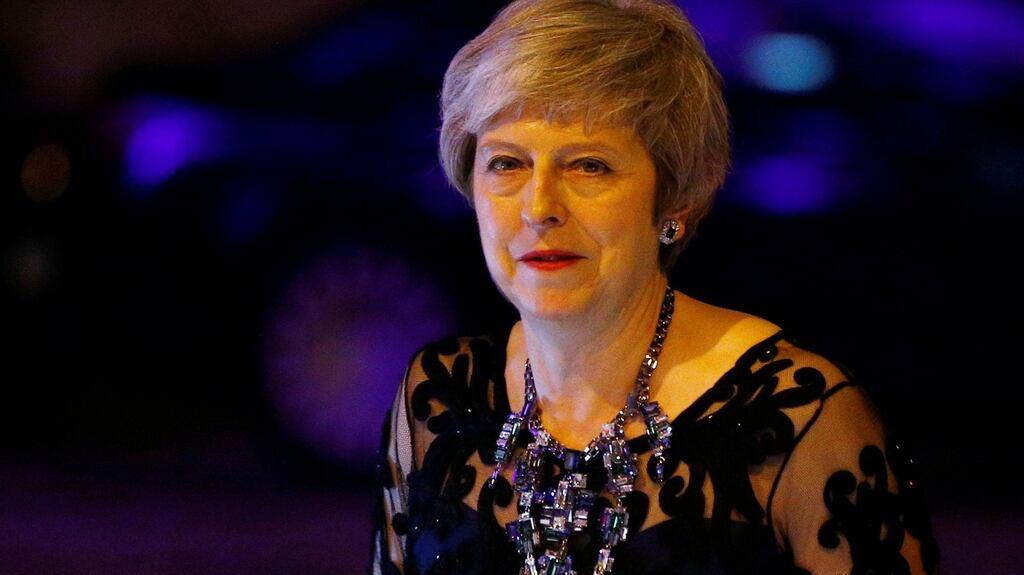UK Prime Minister Theresa May arrives to the annual Lord Mayor’s Banquet at Guildhall in London. Photograph: Henry Nicholls/Reuters