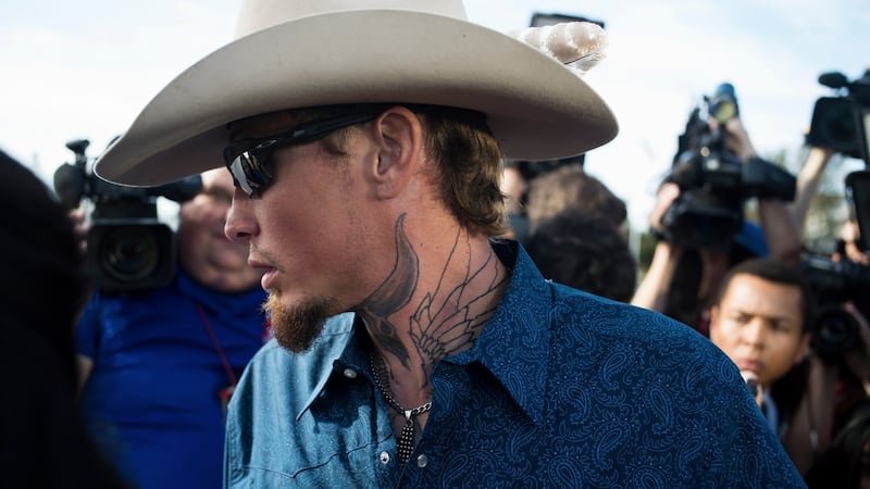 Johnnie Langendorff, who pursued the gunman, is interviewed in Sutherland Springs, Texas. Photograph:Todd Heisler/The New York Times.