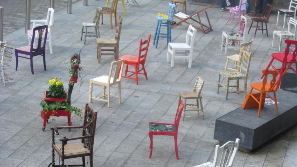 The Chair Project by TASK: part of the Well Festival of Arts and Wellbeing, organised by the Waterford Healing Arts Trust and Garter Lane Arts Centre that runs until October 11th. For the full programme, see bit.ly/Well14. For more information or to book events, tel: 051-855038, garterlane.ie; or tel: 051-842664, waterfordhealingarts.com