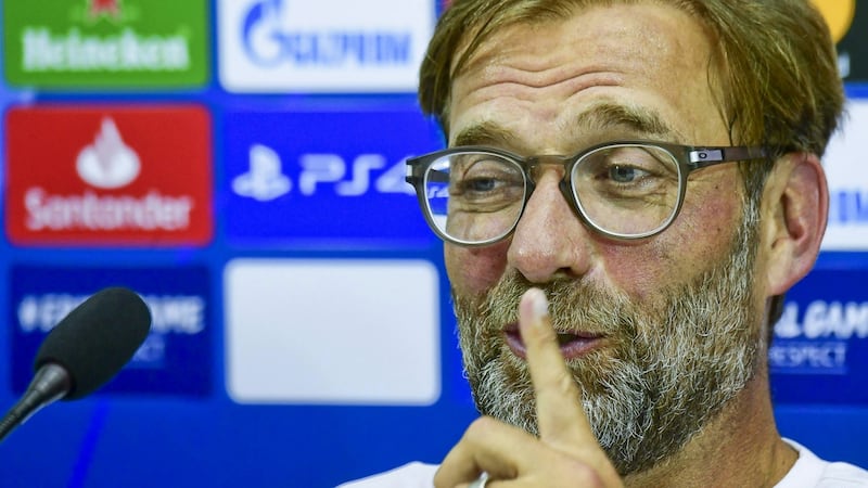 Liverpool’s manager Jürgen Klopp in Naples on Monday: ‘If you go nuts and start drinking and taking drugs, driving different cars and leaving your missus at home because you are a Champions League winner then I can’t help you.’ Photograph: Ciro Fusco/EPA