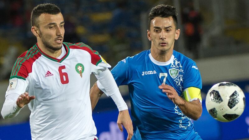 Morocco’s Roman Saiss during a friendly against Uzbekistan. Photograph: Adel Senna/AFP/Getty