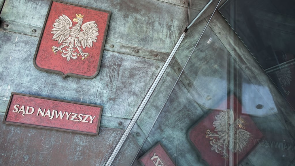 Supreme Court in Warsaw: Since taking office in 2015, PiS has upended judicial appointments procedures to appoint new judges in contested circumstances, including many critics say are PiS allies. Photograph: Maciej Luczniewski/NurPhoto