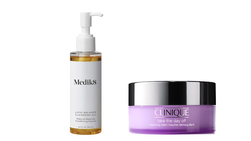 Medik8 Lipid-Balance Cleansing Oil (€38 from millies.ie) and Clinique Take The Day Off Cleansing Balm (€40 from Arnotts)