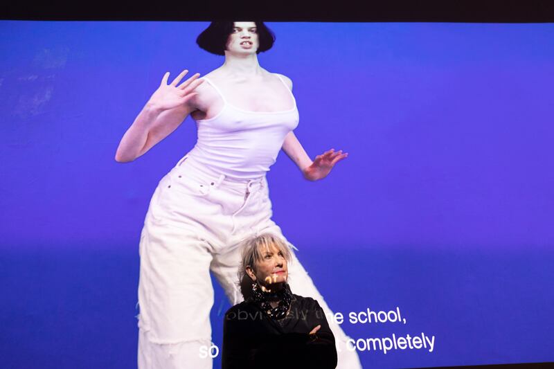 Anna Furse at the preview of Muscle: A Question of Power and Bodywork at Crawford Art Gallery. Photograph: Darragh Kane