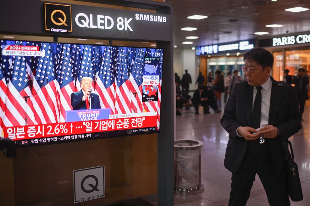 US markets and the dollar jumped overnight as Donald Trump headed for victory in the US presidential election. Photograph: Anthony Wallace/AFP via Getty Images