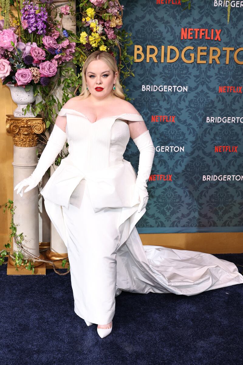 Nicola Coughlan at season 3 premier of Bridgerton in New York. Photograph: Jamie McCarthy/Getty Images