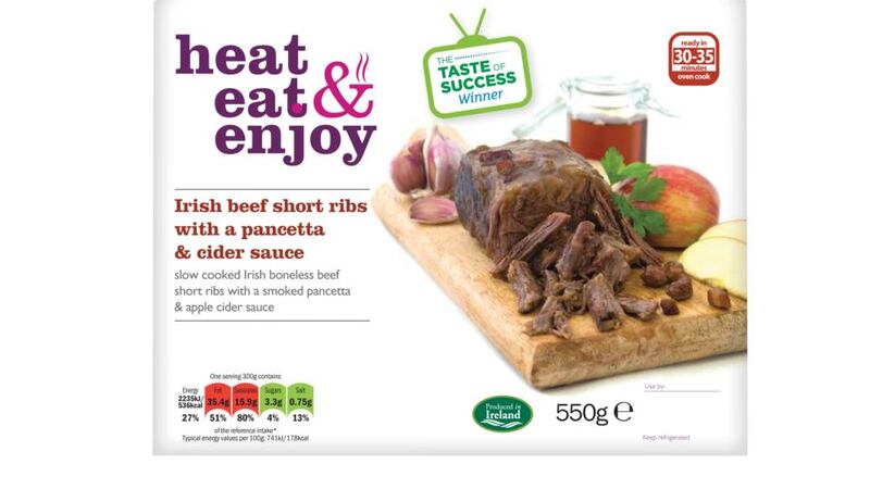 Irish beef short ribs with smoked pancetta and apple cider sauce