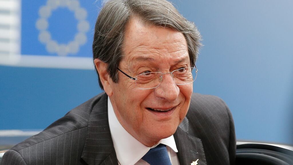 President of Cyprus Nicos Anastasiades: has expressed “utmost satisfaction”with the EU’s supportive stance. Photograph: Julian Warnand