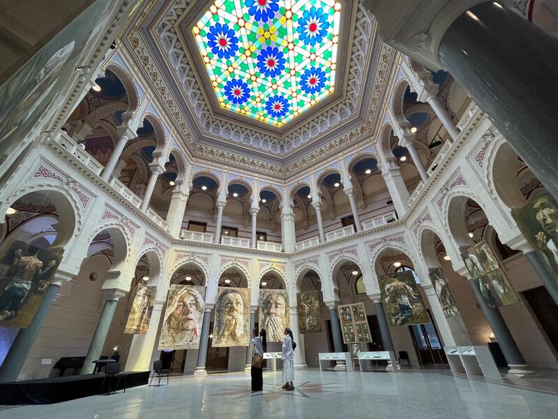 The interior of the restored Vijecnica, Sarajevo city hall, which was severely damaged by Serb shelling in 1992. Photograph: Daniel McLaughlin