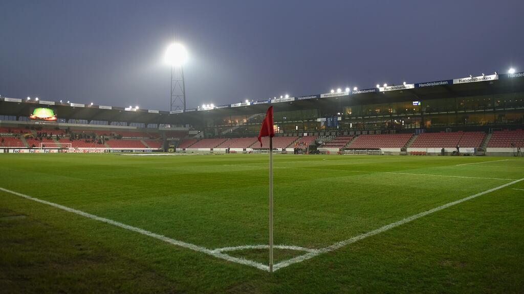 FC Midtjylland have installed giant screens in their car park and plan a drive-in experience for fans when league resumes. Photograph: Michael Regan/Getty Images