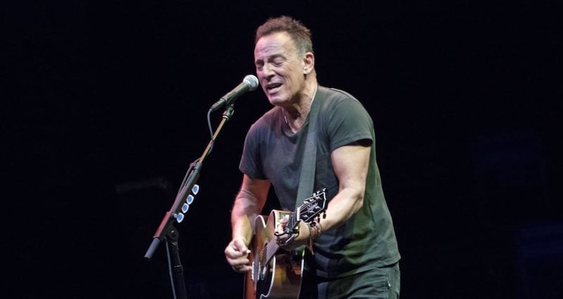 Bruce Springsteen performs during Springsteen on Broadway at the Walter Kerr Theatre in New York, in October 2017. Photograph: Sara Krulwich/The New York Times