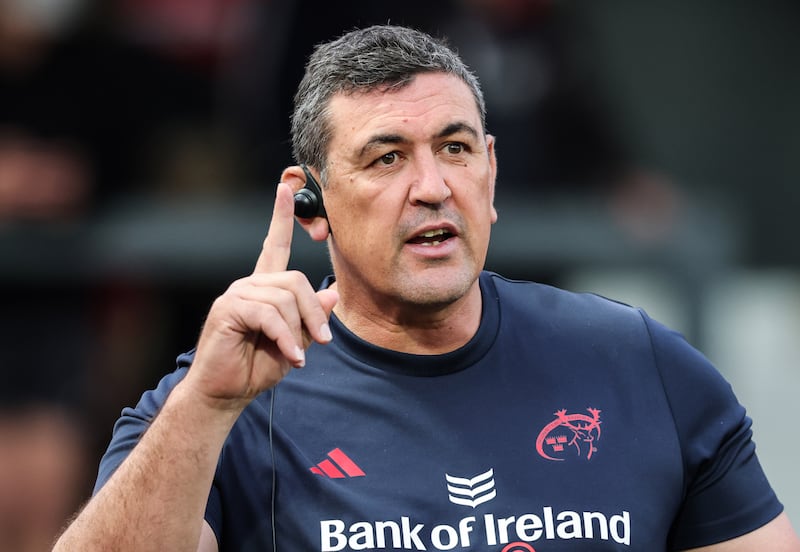 Munster head coach Clayton McMillan during the warm-up before last week's friendly against Gloucester. Photograph: Billy Stickland/Inpho