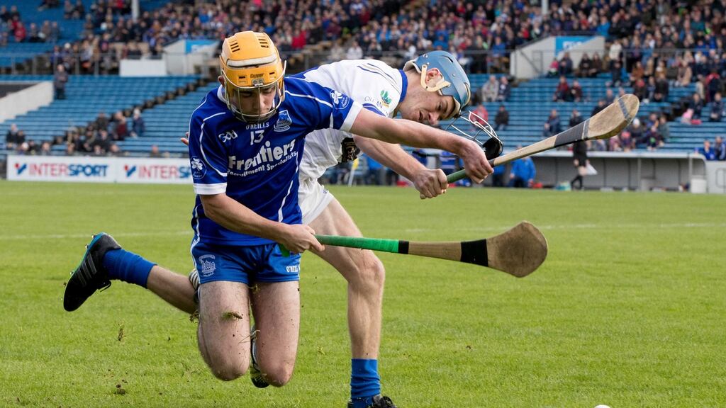 Kiladangan’s Fergal Hayes with Conor Lanigan of Thurles Sarsfields during the Tipperary Senior Hurling Championship final. Photo: Morgan Treacy/Inpho