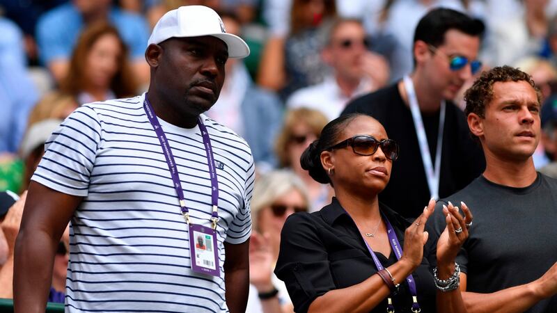 Cori Gauff’s parents Corey and Candi during her defeat to Simona Halep at Wimbledon. Photograph: Glyn Kirk/AFP/Getty