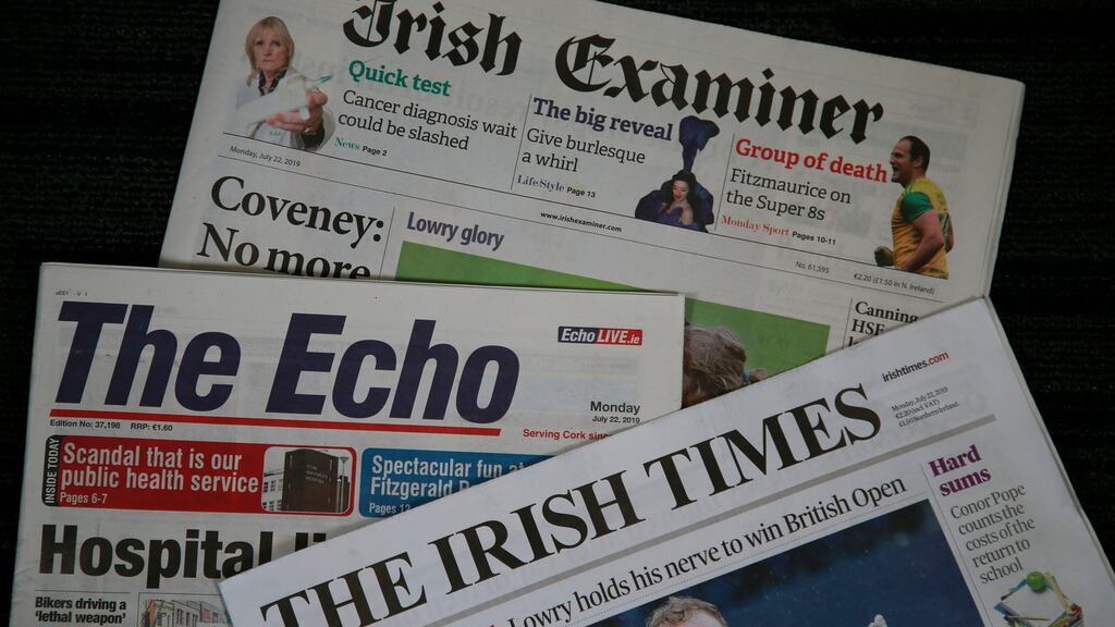 The accounts for The Irish Times DAC include trading from the Irish Examiner and other media assets acquired from Landmark Media Investments, from July 10th, 2018. Photograph Nick Bradshaw