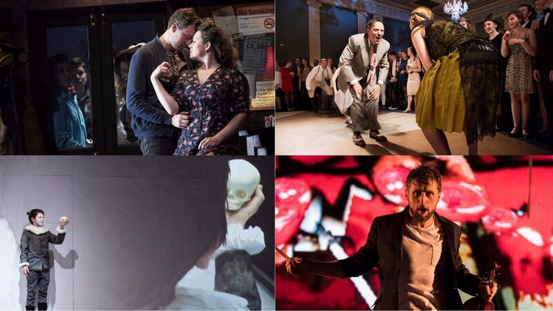 Best set nominees Acis and Galatea (nominee Paul O’Mahony; this nomination is also for Futureproof), The Great Gatsby (Ciaran Bagnall; this nomination is also for Red), Hamnet (Andrew Clancy and José Miguel Jiménez), and The Second Violinist (Jamie Vartan; this nomination is also for Woyzeck in Winter)