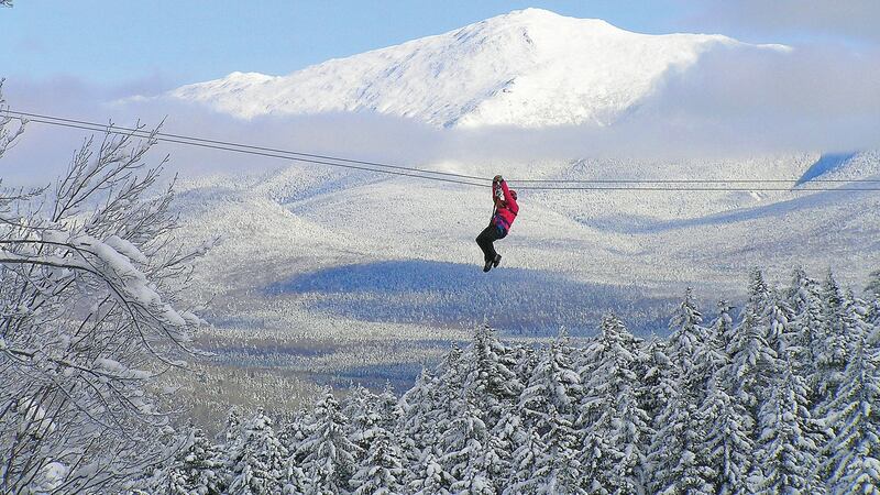 Those brave enough can zipline 213 metres over the icy Pemigewasset river
