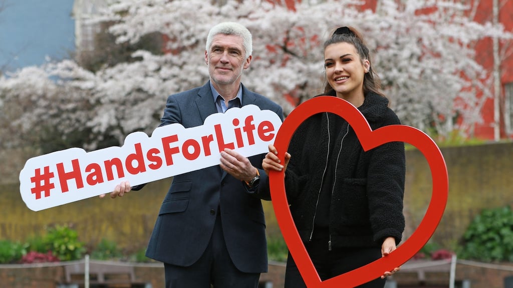 Aoife McGivney (right) launches the Irish Heart Foundation’s free CPR training programme with Tim Collins, CEO of the charity. Photograph: Nick Bradshaw/The Irish Times