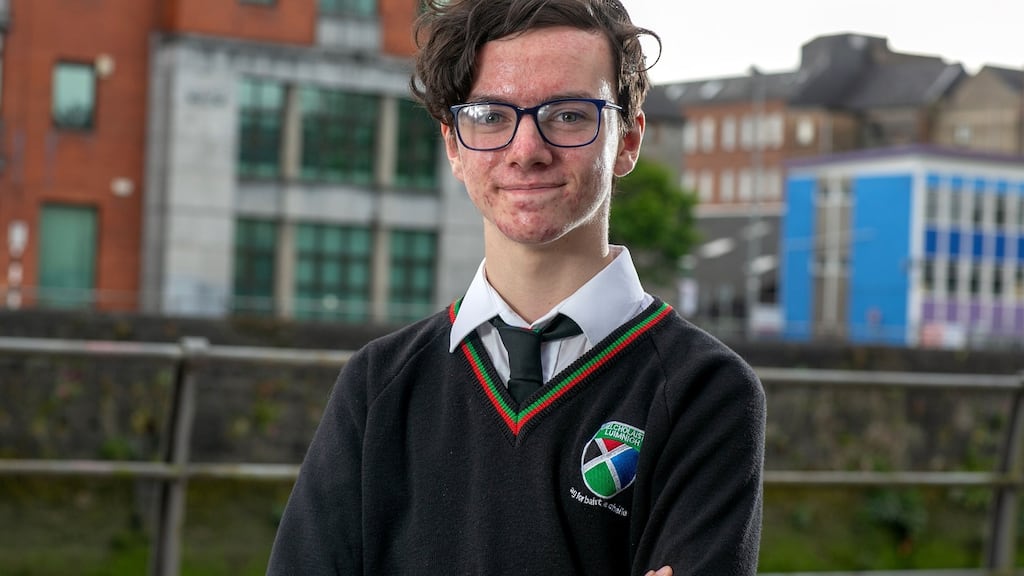 Gaelcholáiste Luimnigh Leaving Cert student Josh McGiff. Photograph: Arthur Ellis