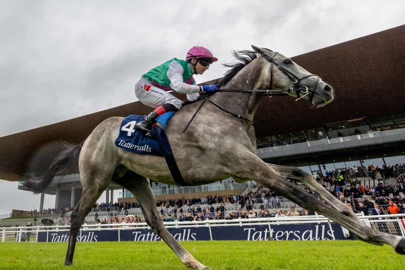 Colin Keane on Field of Gold wins The Tattersalls Irish 2,000 Guineas (Group 1). Photograph: Morgan Treacy/Inpho